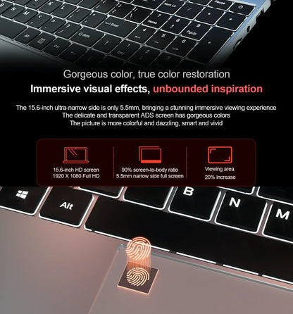 Laptop MAX Ram 36GB Rom 2TB SSD Metal ноутбуки Bluetooth AMD Ryzen 7 2700U Windows10 11 Pro Portable Gaming IPS Laptop