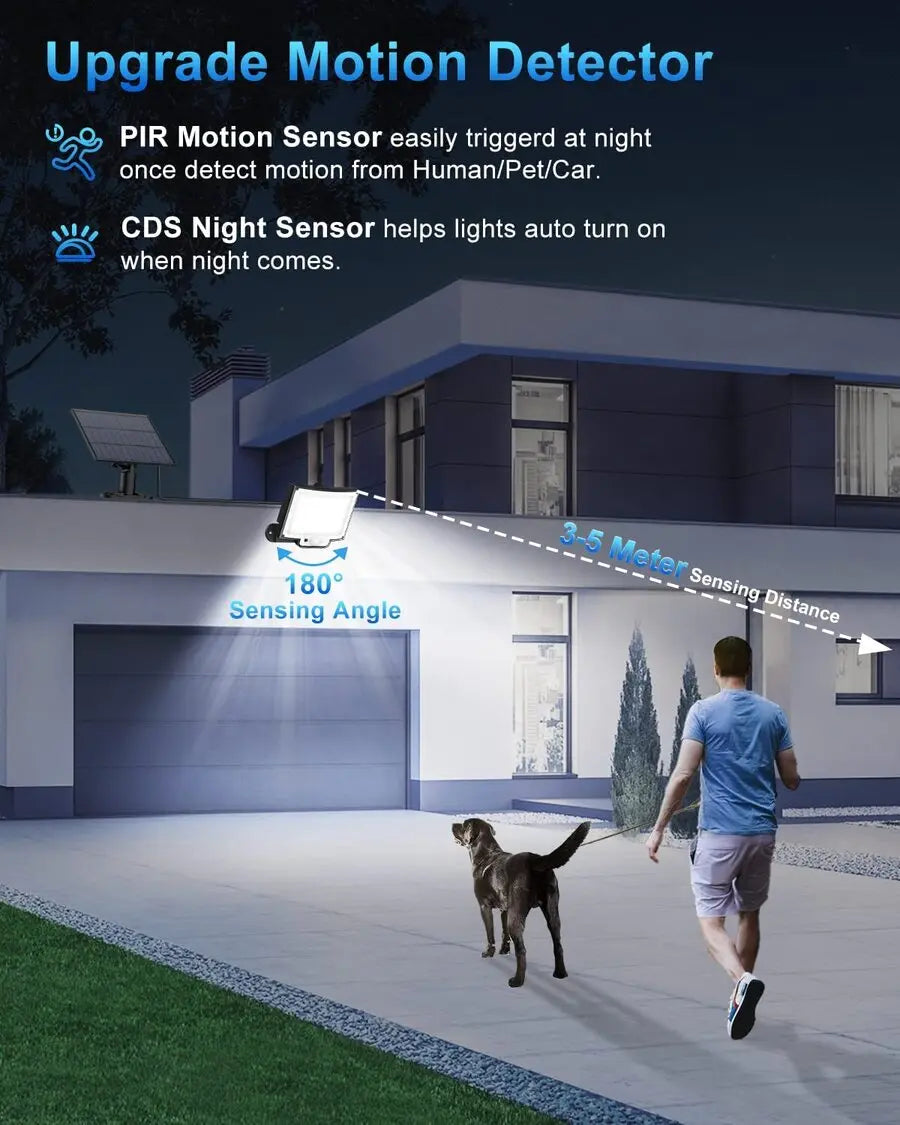 Lumières d'inondation solaires extérieures 106/318 LED lumières de mouvement solaires lumières de sécurité solaires à distance appliques murales étanche 3 Modes jardin