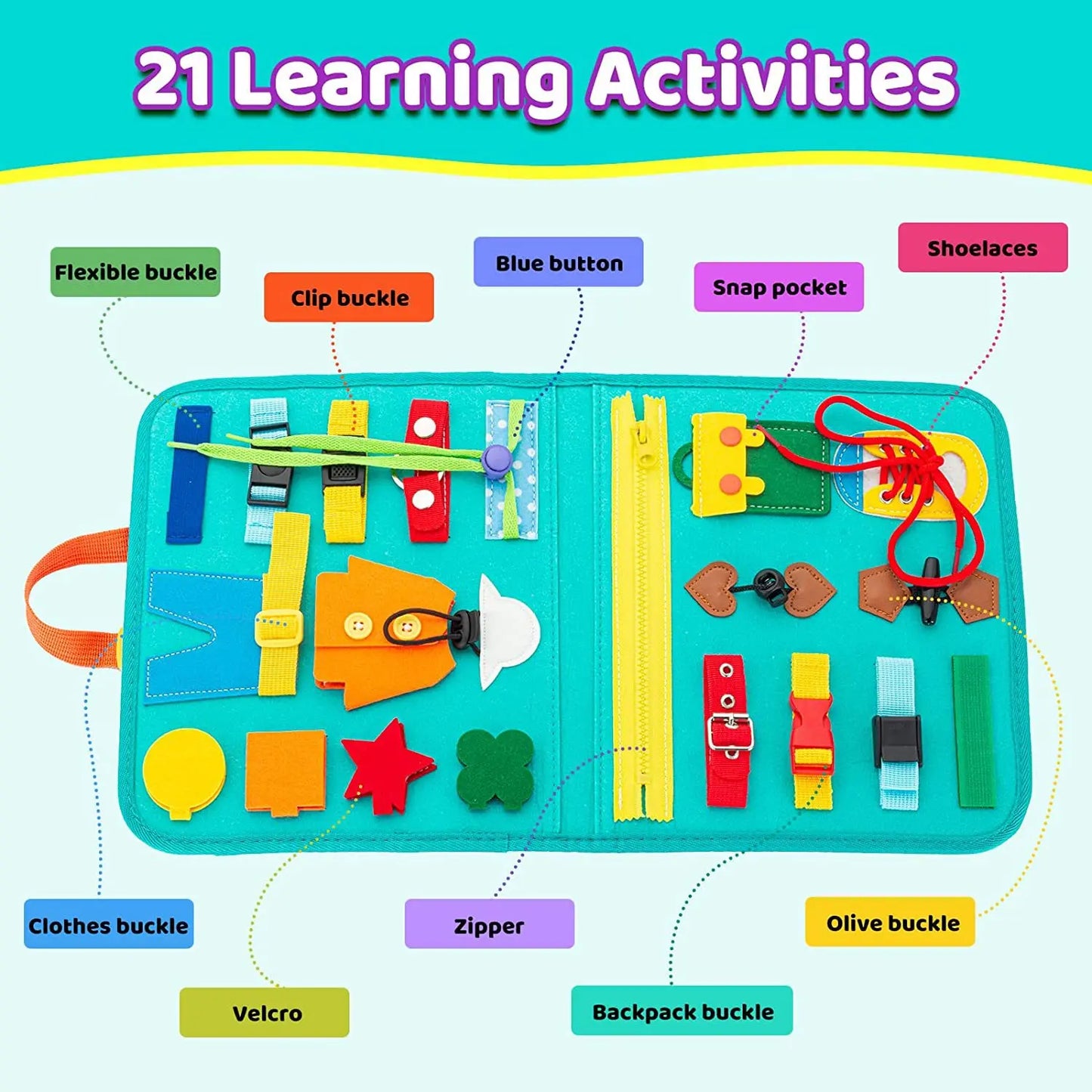 Montessori Toys Busy Board Sensory Activity Developing Board for Motor Skills,Learning Board for Toddlers  Christmas Gift