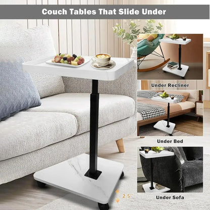 Chariot roulant réglable, Table de chevet, bureau pour ordinateur portable, lit médical pour la maison, plateau alimentaire 360 °   Bureau à domicile de table de plateau de canapé rotatif
