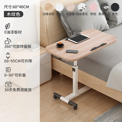 Table de lit inclinable avec roulettes, bureau de chevet réglable en hauteur, 2 ordinateurs de bureau inclinables, bureau sur pied pour ordinateur portable