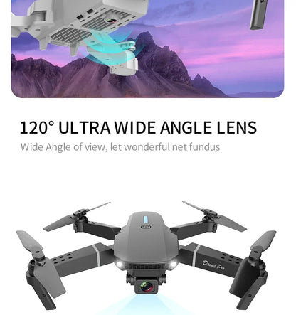 Drone FPV WiFi E88 Pro 2025 – Caméra simple/double 4K/1080P, HD grand angle, maintien d'altitude, jouet d'hélicoptère RC quadrirotor pliable