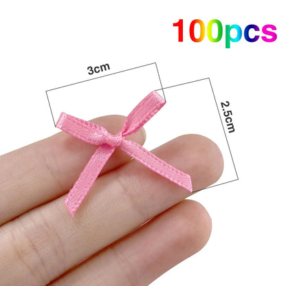 100 mini-nœuds en ruban, fleurs en satin, nœuds à faire soi-même, embellissements pour l'artisanat, accessoires pour l'artisanat, fournitures de décoration de Noël