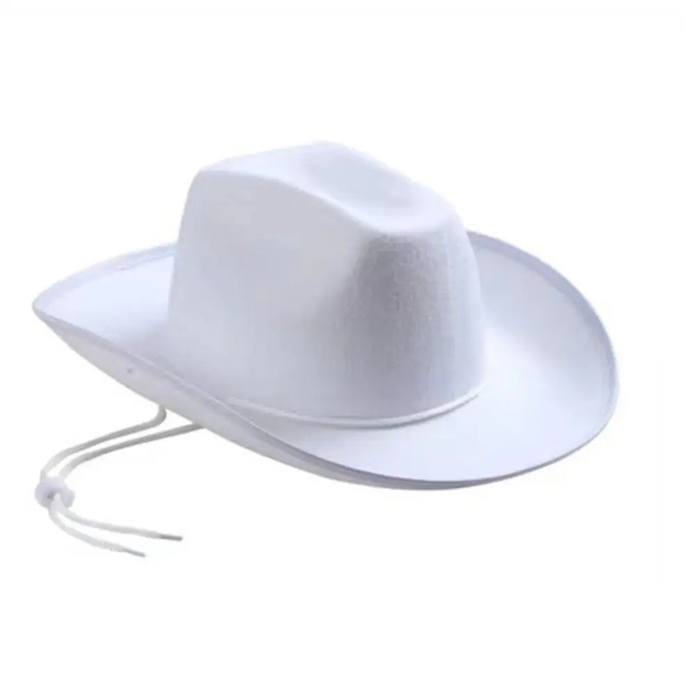 Chapeau de Cowgirl blanc étoile rose, garniture à paillettes, frange, chapeau de Cowboy réglable, cordon de serrage au cou, Costume de jeu de fête