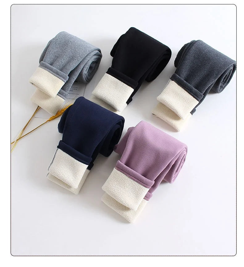Leggings polaires désossés pour filles, pantalons polaires épais pour enfants, couleur unie, vêtements d'extérieur, automne et hiver