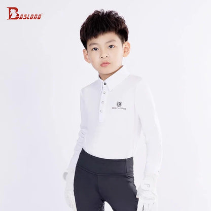 Baslong Kidsren's T-Shirt Top Long-Sleeved Sun Protection Breathable Knight Clothing for Boys and Girls Riding Competition Knight Clothing