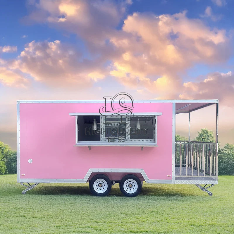Remorque rose à vendre, nouveau camion de restauration, chariot mobile de restauration rapide, cuisine extérieure, remorque à glace et à pizza, norme américaine