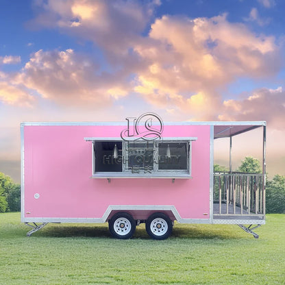 Remorque rose à vendre, nouveau camion de restauration, chariot mobile de restauration rapide, cuisine extérieure, remorque à glace et à pizza, norme américaine
