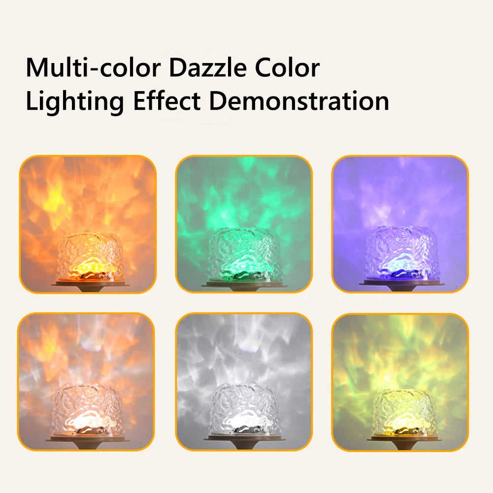 Water Ripple Lamp Rechargeable Night Light Atmosphere Desk Lamp Ocean Wave Projector Lamp for Home Bedroom Living Room