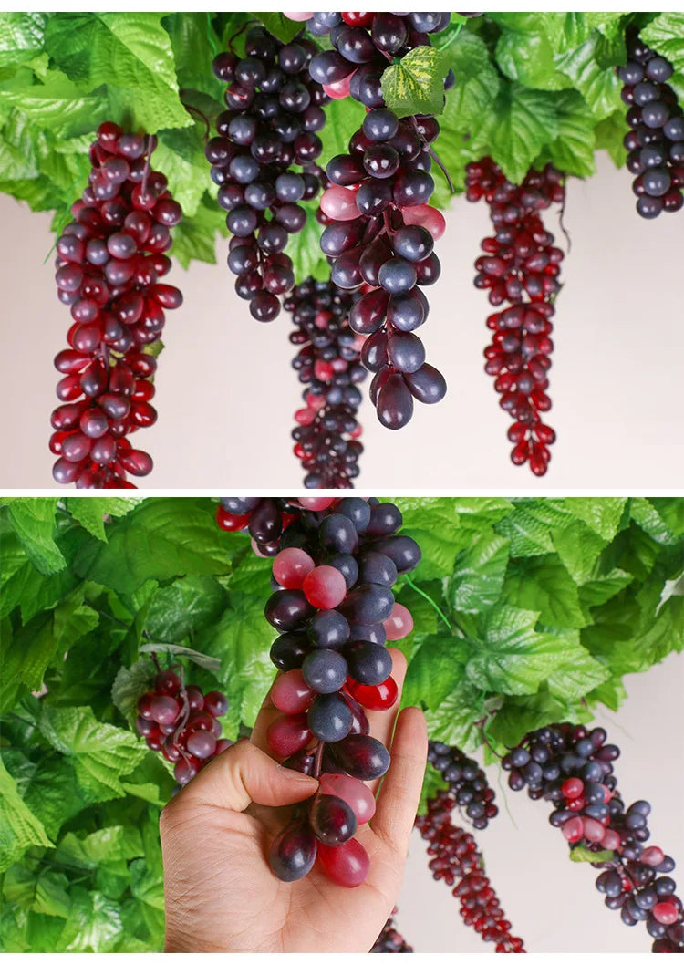 5PCS 12/18/24/36/60/85/100 Heads Artificial Grapes Christmas Halloween Wedding Party Home Garden Hanging Decoration Fake Fruits