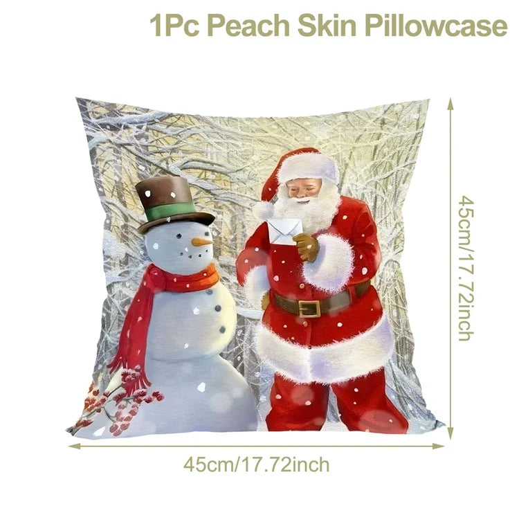 Housse de coussin de noël, père noël, décor de joyeux noël pour la maison, ornements de noël 2025, cadeaux de noël, nouvel an 2026