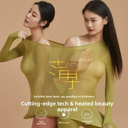 37 Women's Thermal Underwear Base Layer Shirt Skin Beauty Garment Ultra-Light Long Sleeve Thermal Set