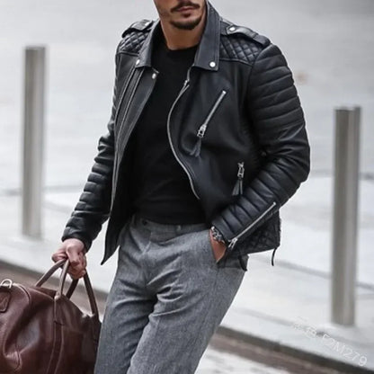 Nouvelles Vestes en cuir pour hommes Automne Hiver, Manteau en cuir matelassé de coton à fermeture éclair avec revers épaissi, Streetwear à la mode pour hommes