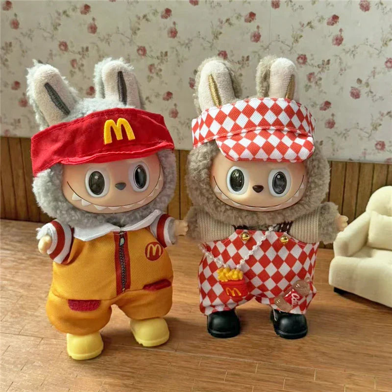 Tenue de travail Vêtements pour poupée Labubu Mode Café Fast-food Frites Hamburgers Tenue Vêtements Accessoires Cosplay