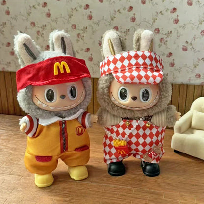 Tenue de travail Vêtements pour poupée Labubu Mode Café Fast-food Frites Hamburgers Tenue Vêtements Accessoires Cosplay