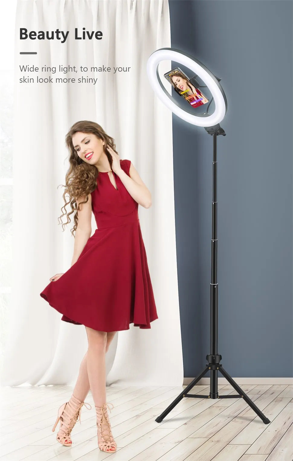 Anneau lumineux LED circulaire avec support pour téléphone, éclairage de studio, lampe pour caméra photo et vidéo YouTube, prise de vue Vlog et selfie