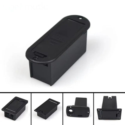 Boîte de batterie de micro de guitare noire Durable, support de batterie en plastique 9V, boîte de rangement de pièces de guitare, boîtier de batterie