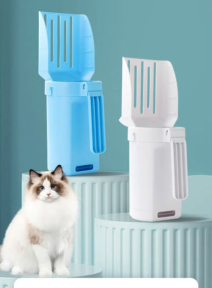 Pelle à litière pour chat, cuillère à litière Portable pour chat avec poubelle intégrée, grande pelle à litière, système d'élimination des merdes de chat
