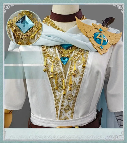 Jeu Identity Ⅴ Cosplay Eli Clark Costume Blanc Magnifique Élégant Uniforme de Combat Complet Tenue de Jeu de Rôle pour Hommes Fête Thématique