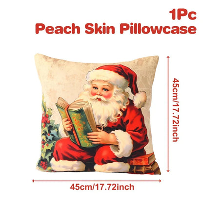 Housse de coussin de noël, père noël, décor de joyeux noël pour la maison, ornements de noël 2025, cadeaux de noël, nouvel an 2026
