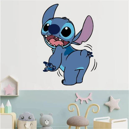 Autocollants muraux Lilo & Stitch pour chambres d'enfants, crèche, salon, chambre à coucher, décoration murale, affiche animée