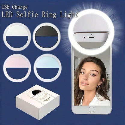 LED anneau de Selfie lumineux, éclairage de maquillage fantaisie, lampe de Selfie LED pour téléphones mobiles, veilleuse Photo, lampe de Selfie rechargeable
