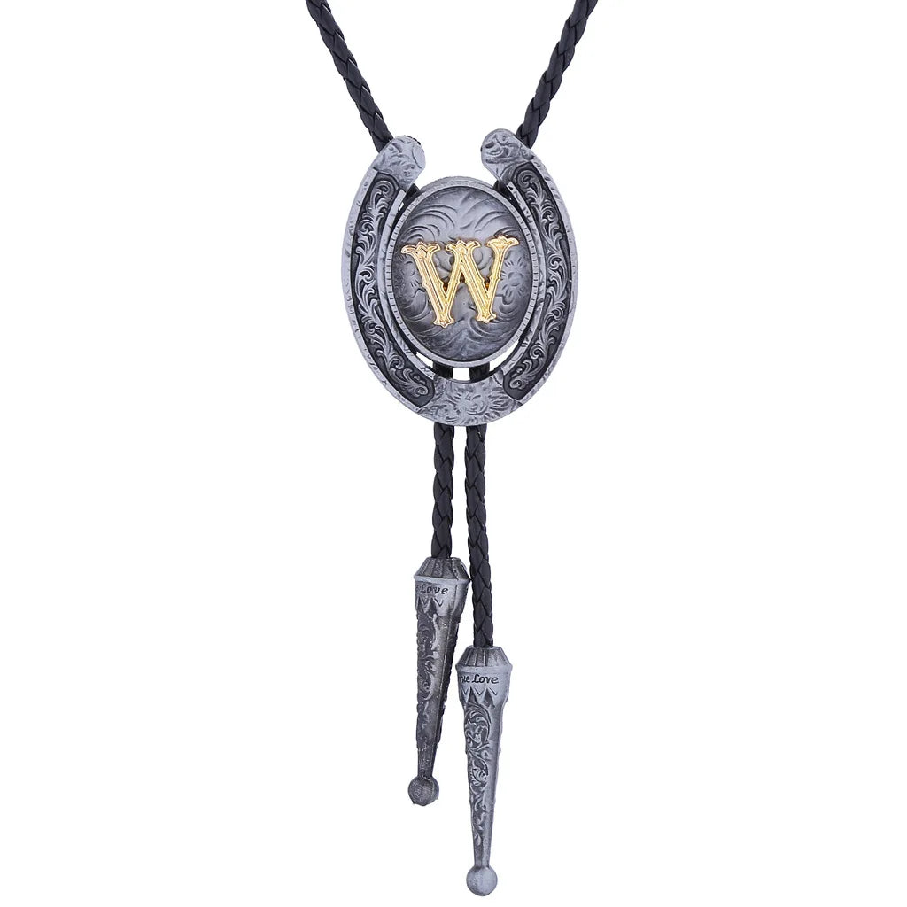 RechicGu-26 lettres Bolo pour homme, style western, cow-boy, cow-girl, cravate en cuir, collier rodéo, bijoux cadeaux, Dropshipping
