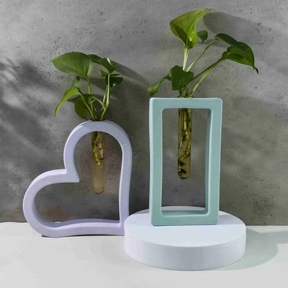 DIY 6pcs Skeletonized Hydroponic Test Tube Flower Vase Silicone Mold Gypsum Ornament Epoxy Resin Mold Home Decoration Storage