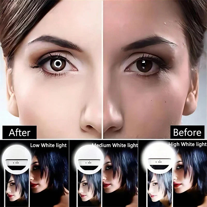LED anneau de Selfie lumineux, éclairage de maquillage fantaisie, lampe de Selfie LED pour téléphones mobiles, veilleuse Photo, lampe de Selfie rechargeable