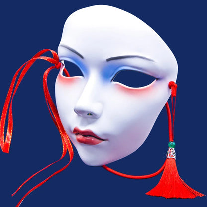 Masque de fête pour adultes, maquillage peint à la main, masque complet de file d'attente de carnaval, mascarade Kabuki pour carnaval Mardi Gras Cosplay