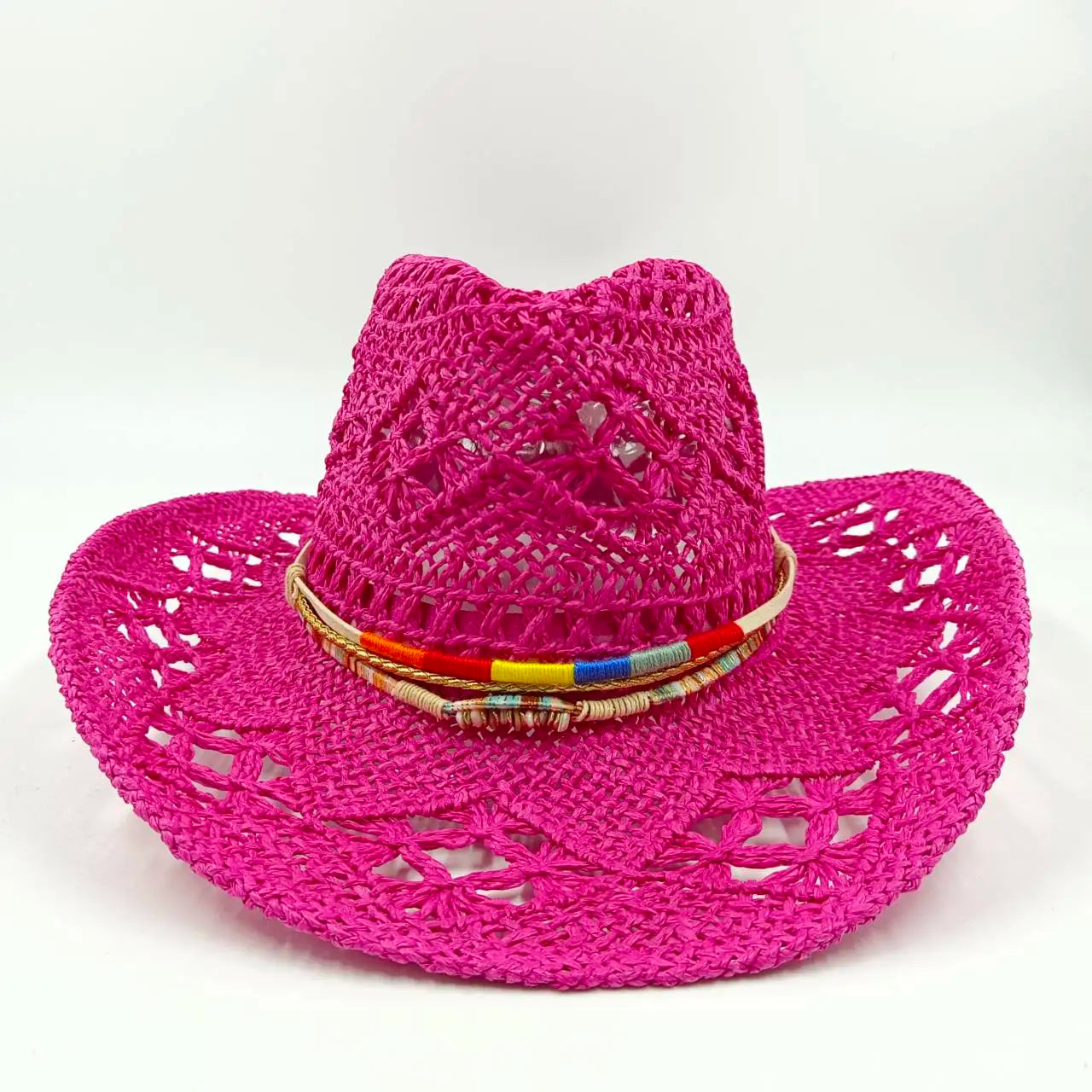 The latest Cowboy hat rose red retro straw hat 2023 new men's and women's jazz Cowboy hat straw hat sun hat summer hat sombrero