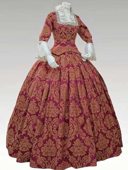 Robe de bal Marie-Antoinette géorgienne en satin, robe de soirée victorienne pour femme