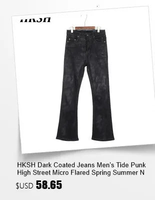 HKSH Spring Autumn New Man Punk Fashion Streetwear Dark Brushed Wax Handmade Damaged Tops Denim Jacket Y2K Chic Ins Coats HK4959