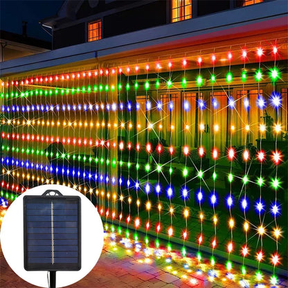 Rideau lumineux solaire 600/300/200/100LED, guirlande lumineuse féerique d'extérieur, décorations de noël et de mariage, décoration de jardin