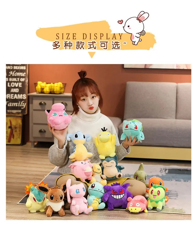 Pikachu Pokemon Plush Doll Charmander Bulbasaur Squirtle Psyduck Eevee Plush Soft Stuffed Animals Peluche Plushie Toy Gifts