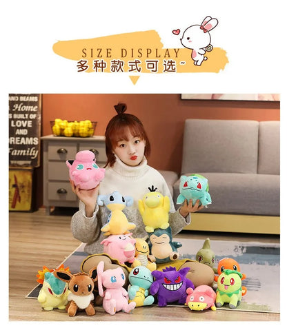 Pikachu Pokemon Plush Doll Charmander Bulbasaur Squirtle Psyduck Eevee Plush Soft Stuffed Animals Peluche Plushie Toy Gifts