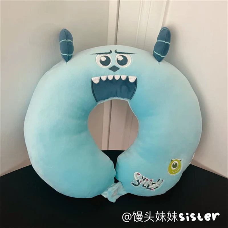 Cartoon Stitch U-shaped Neck Pillow Kawaii Stuffed Anime Comfortable Alien Sullivan Nap Pillow Airplane Travel Pillow Xmas Gifts