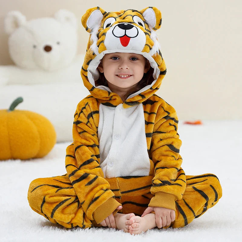 MICHLEY Pyjama grenouillère en flanelle pour Halloween, hiver, avec capuche, pour enfants, déguisement familial, combinaison de nuit, robe de chambre pour garçons et filles