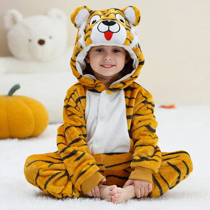 MICHLEY – Combinaison à capuche en flanelle motif Capybara pour enfant, pyjama, grenouillère, déguisement pour Halloween, pour garçon et fille