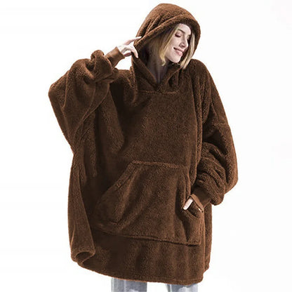 Couverture à capuche avec sourire double face pour hommes et femmes, grande poche, robe surdimensionnée, chaud, couple, adt PVD, nouveau, hiver