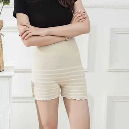 Thick high-waisted leggings for adult girls, double-layered, large velvet, belly protection, warm, palace, shorts, winter, 2024