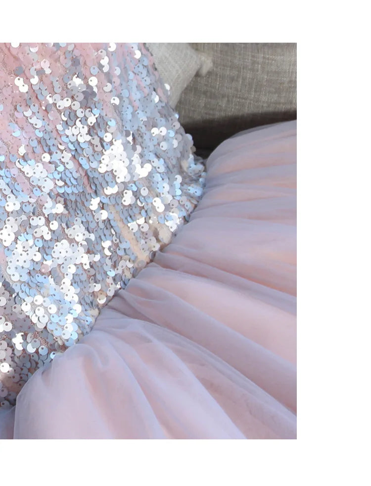 F2122 Customized Short Cocktail Party Dress Girl Graduation Robe 2025 Sweet Memory Colorful Sequined Mesh Tulle Prom Dresses