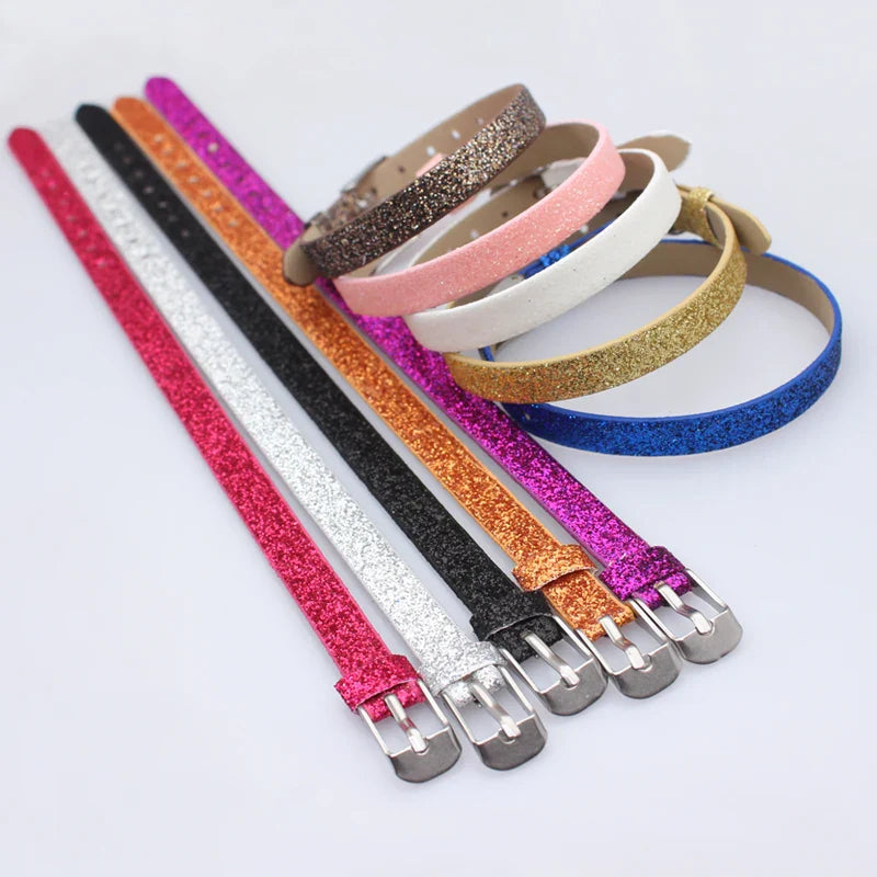 Bracelet à paillettes scintillantes, 8mm de largeur, 21cm de longueur, breloques coulissantes, lettres de l'alphabet, bijoux à bricoler soi-même, cadeau pour femmes et enfants