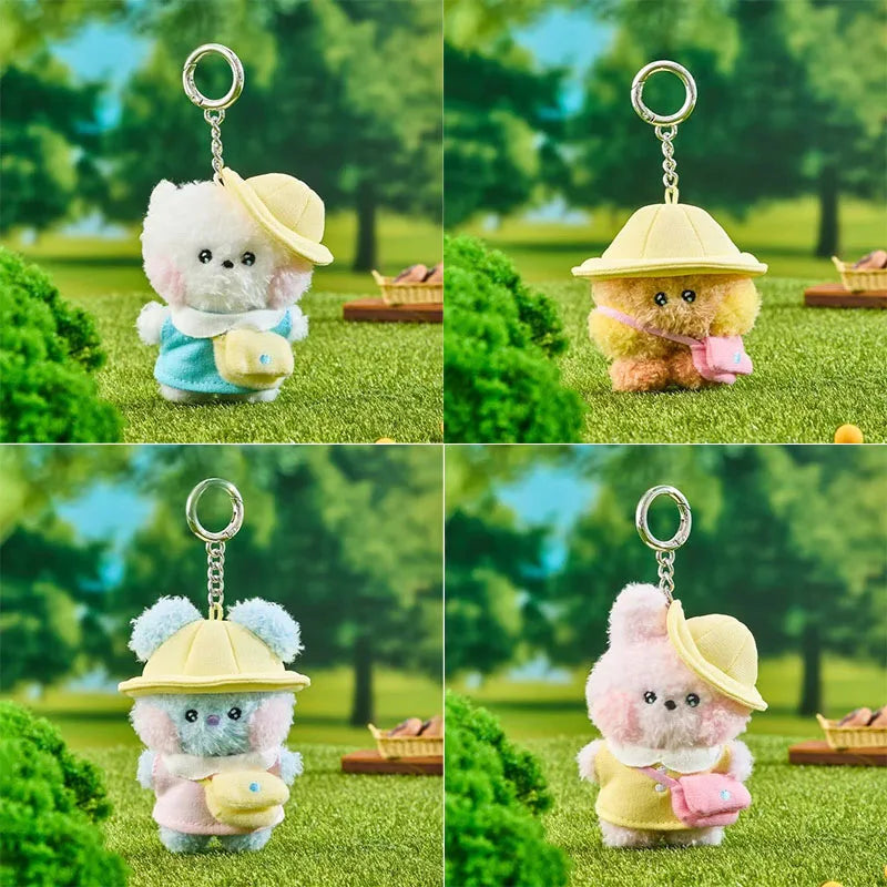 New Bt21 Spring Outing Series Kawaii Anime Plush Shooky Koya Keychain Cute Cartoon Rj Cooky Bag Pendant Decoration Girl Gift
