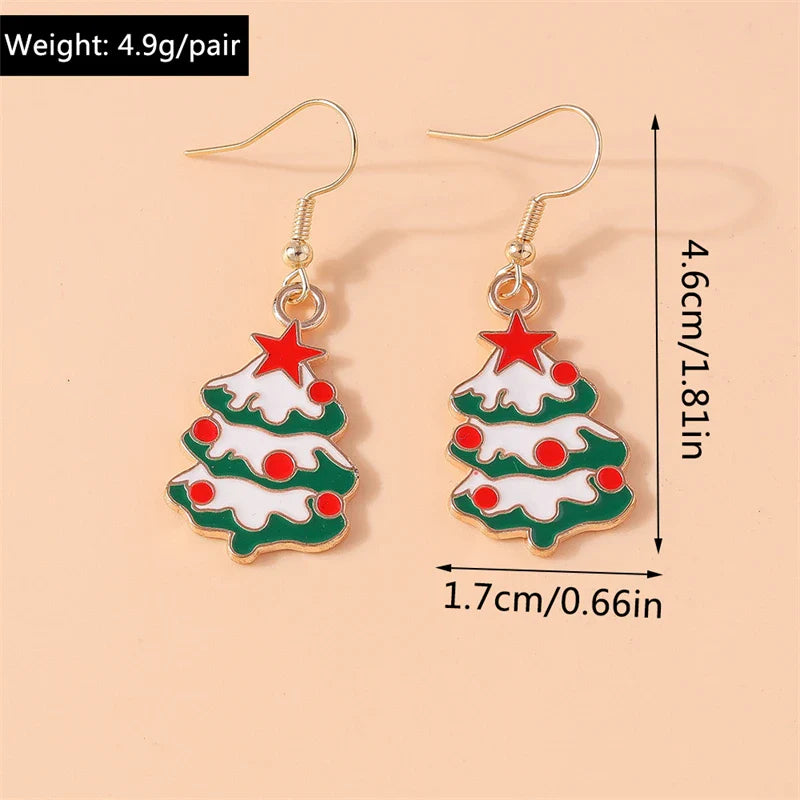 Fashion Merry Christmas Tree Deer Snowflake Santa Claus Drop Earrings for Women Girls New Year Party Festival Jewelry Gifts