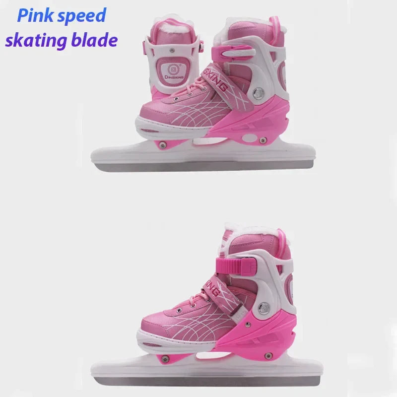 Chaussures de patins à glace extensibles, chaussures de hockey sur glace réglables, chaussures de patinage de vitesse épaisses et chaudes pour filles, garçons, femmes et hommes
