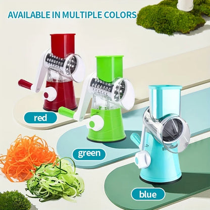 1 Set Super Efficient 3-in-1 Cheese Grater & Vegetable Slicer - Manual Food Processor for Effortless Kitchen Prep