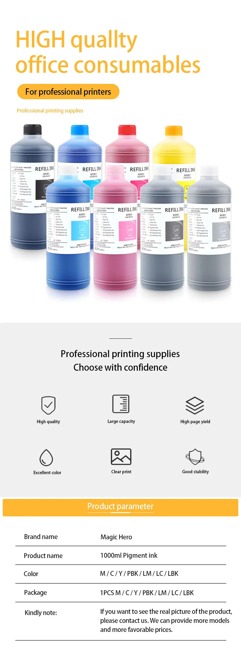 NEW 8Color x 1000ml Pigment ink For Epson Stylus Pro 4000 4800 4880 7800 7880 9800 9880 7500 7600 9500 9600 printer