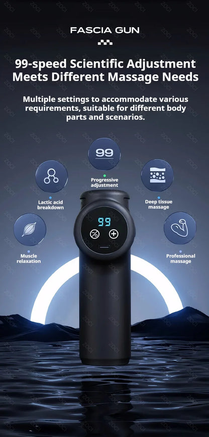 Mini 99 Levels Fascia Gun Handheld Portable Massage Gun Vibration Digital Display Muscle Massager Deep Tissue Massager for Body