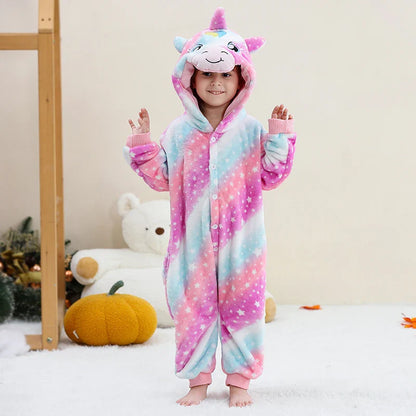 MICHLEY – Combinaison à capuche en flanelle motif Capybara pour enfant, pyjama, grenouillère, déguisement pour Halloween, pour garçon et fille